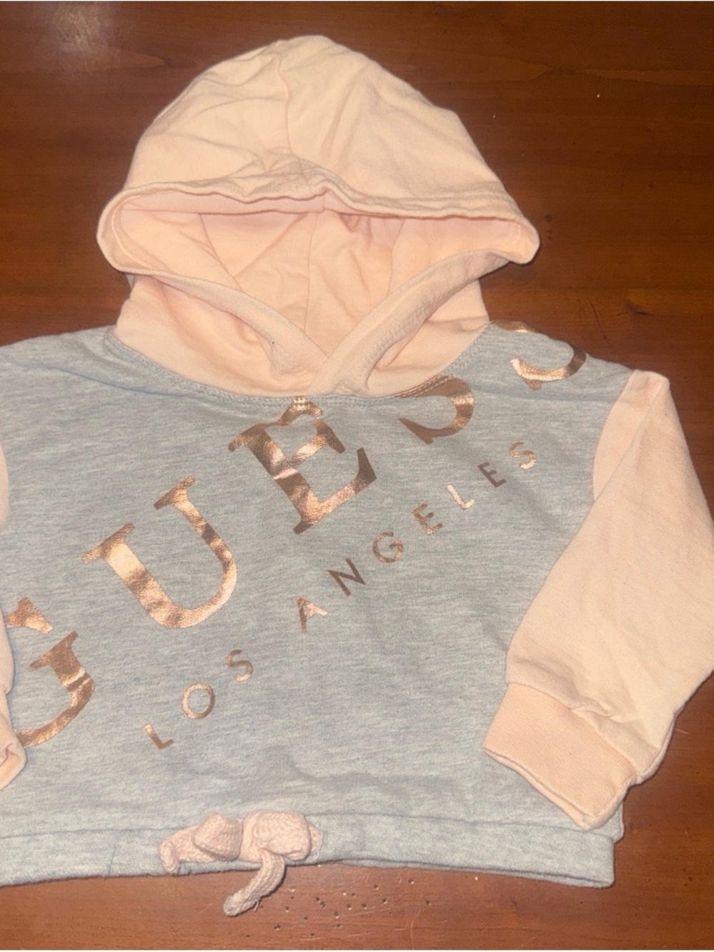 GUESS Girls' Peach & Gray Hoodie with Logo